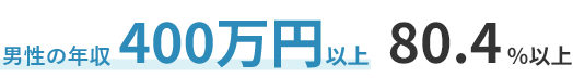 男性の年収400万円いじょう80.4%以上